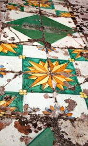 Giardino Bardini, detail, tiles, architecture, Florence, Tuscany, Italy Giardino Bardini, detail, tiles, architecture, Florence, Tuscany, Italy